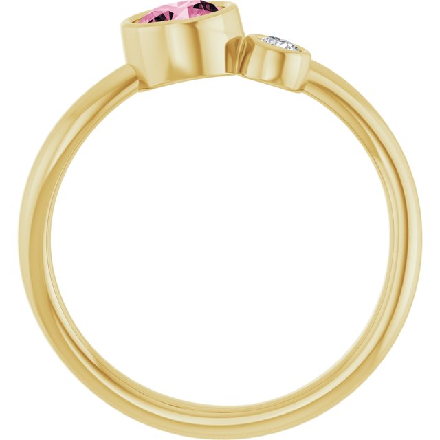 14K Yellow 5 mm Natural Pink Tourmaline & .06 CT Natural Diamond Ring